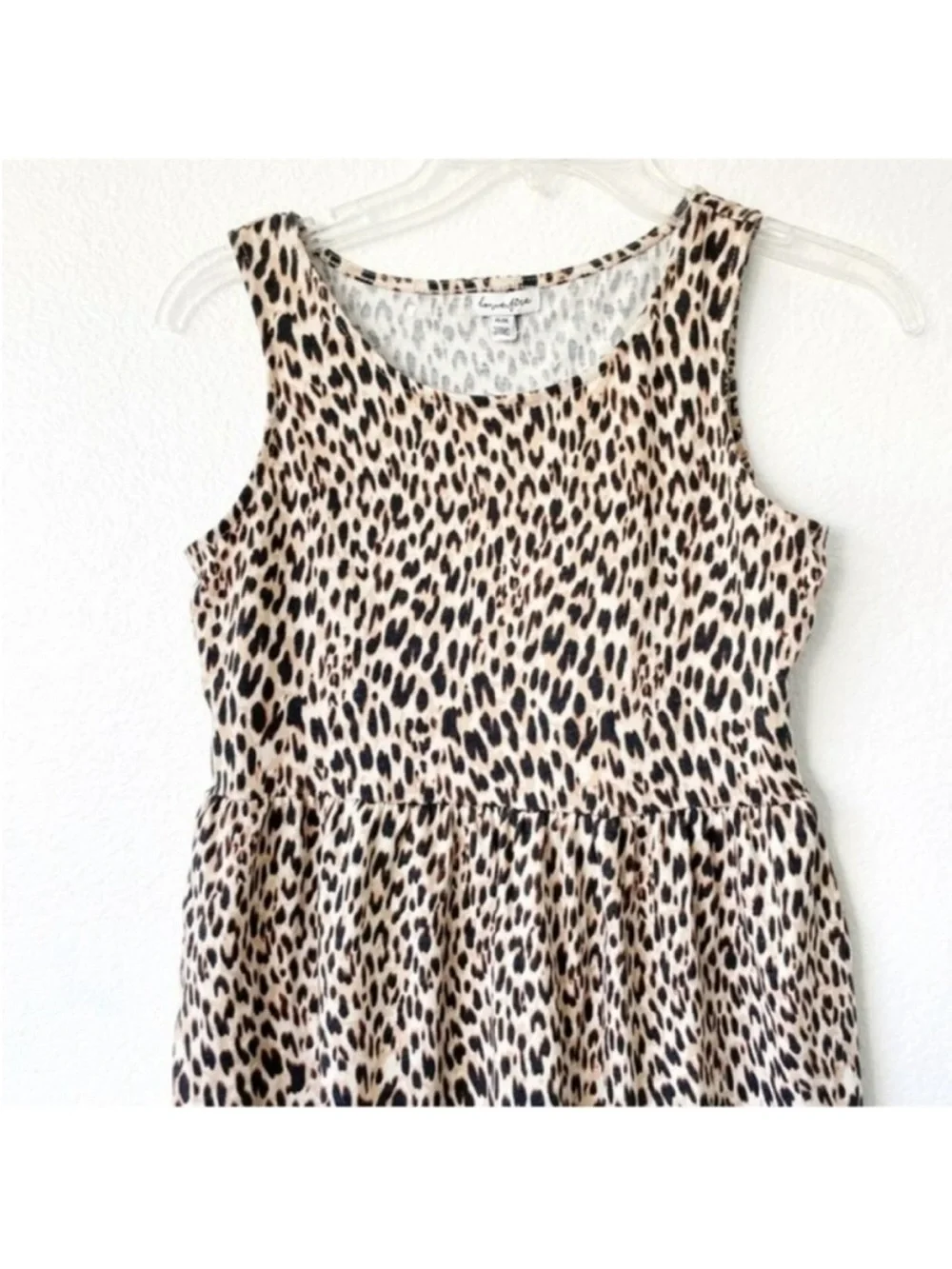 Girls tiered cheetah dress sleeveless mini brown black tan